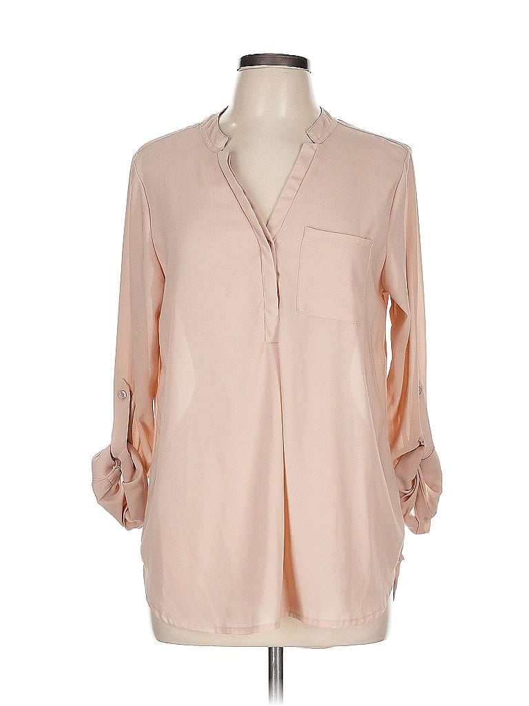 Pink Rose Tan 3/4 Sleeve Blouse Size L - photo 1