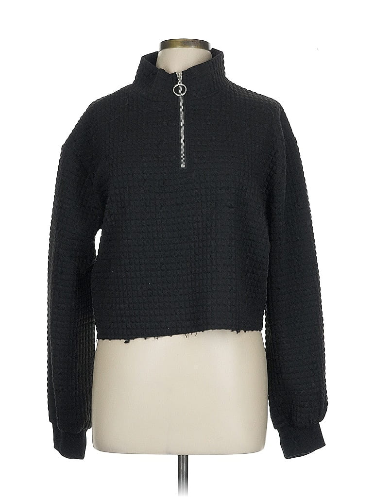 Zaful 100% Polyester Houndstooth Black Pullover Sweater Size 10 - photo 1