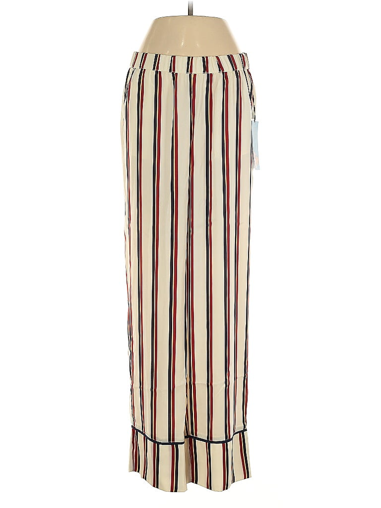 Future Collective 100% Recycled Polyester Stripes Ivory Casual Pants Size XS - photo 1