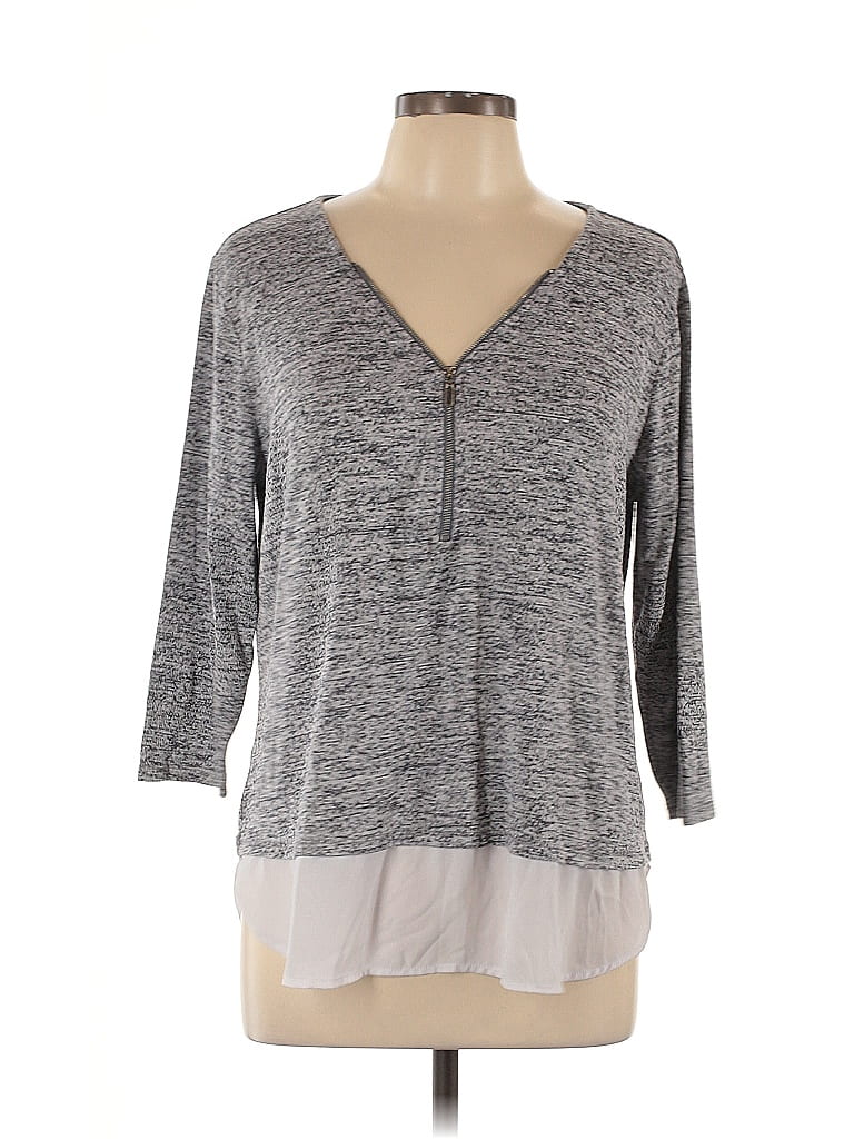 Soho JEANS NEW YORK & COMPANY Gray 3/4 Sleeve Top Size L - photo 1