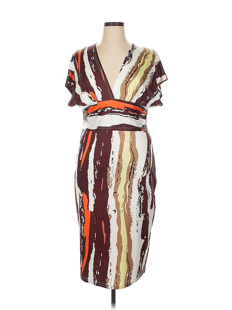 Shein Curve Stripes Brown Casual Dress Size 1X - photo 1