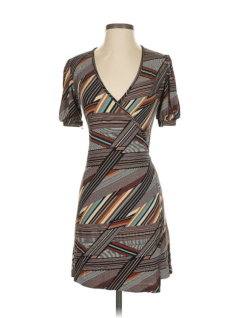 Veronica M. Graphic Brown Casual Dress Size XS - photo 1