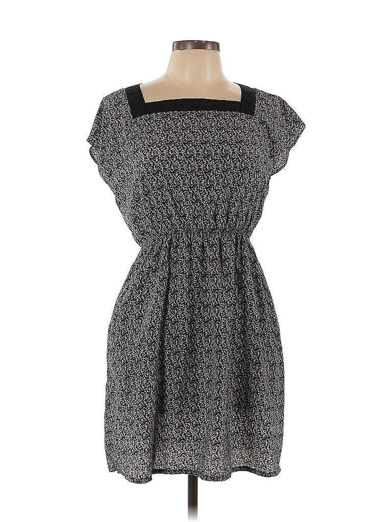 Paraella 100% Polyester Print Gray Casual Dress Size L - photo 1