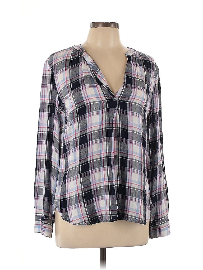 Soho JEANS NEW YORK & COMPANY 100% Rayon Gray Long Sleeve Blouse Size L - photo 1