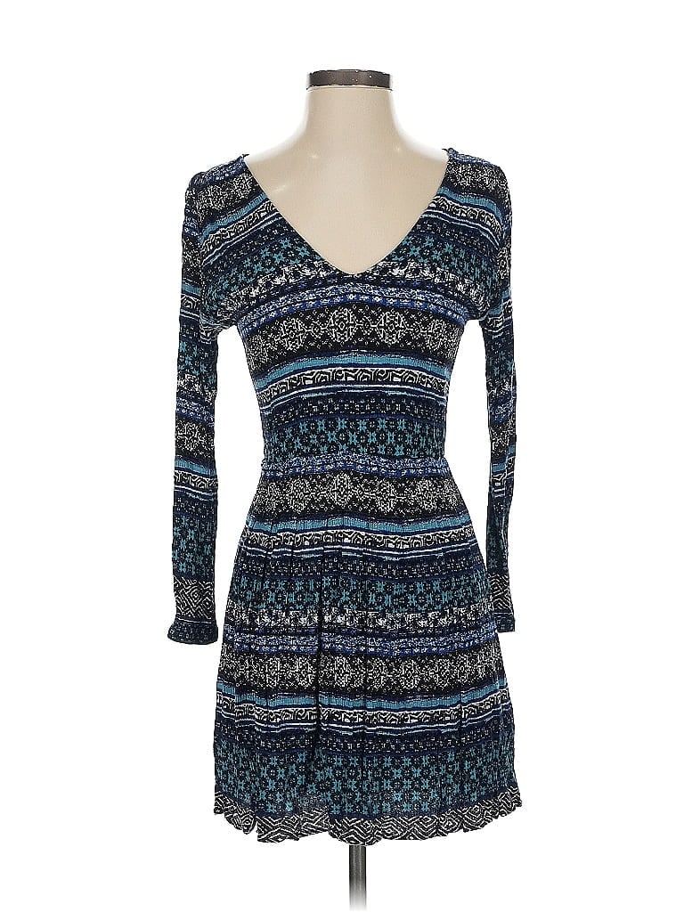 Veronica M. 100% Rayon Print Blue Casual Dress Size S - photo 1