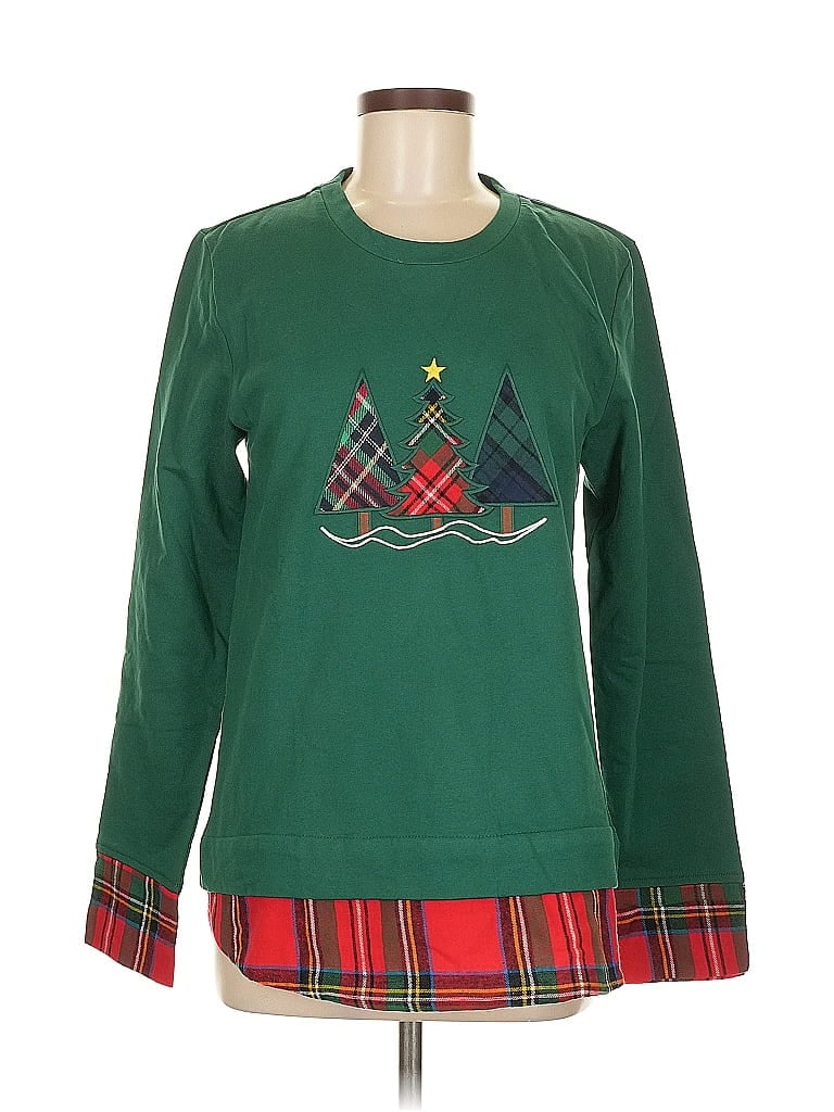 Potpourri Designs 100% Cotton Argyle Green Pullover Sweater Size M - photo 1