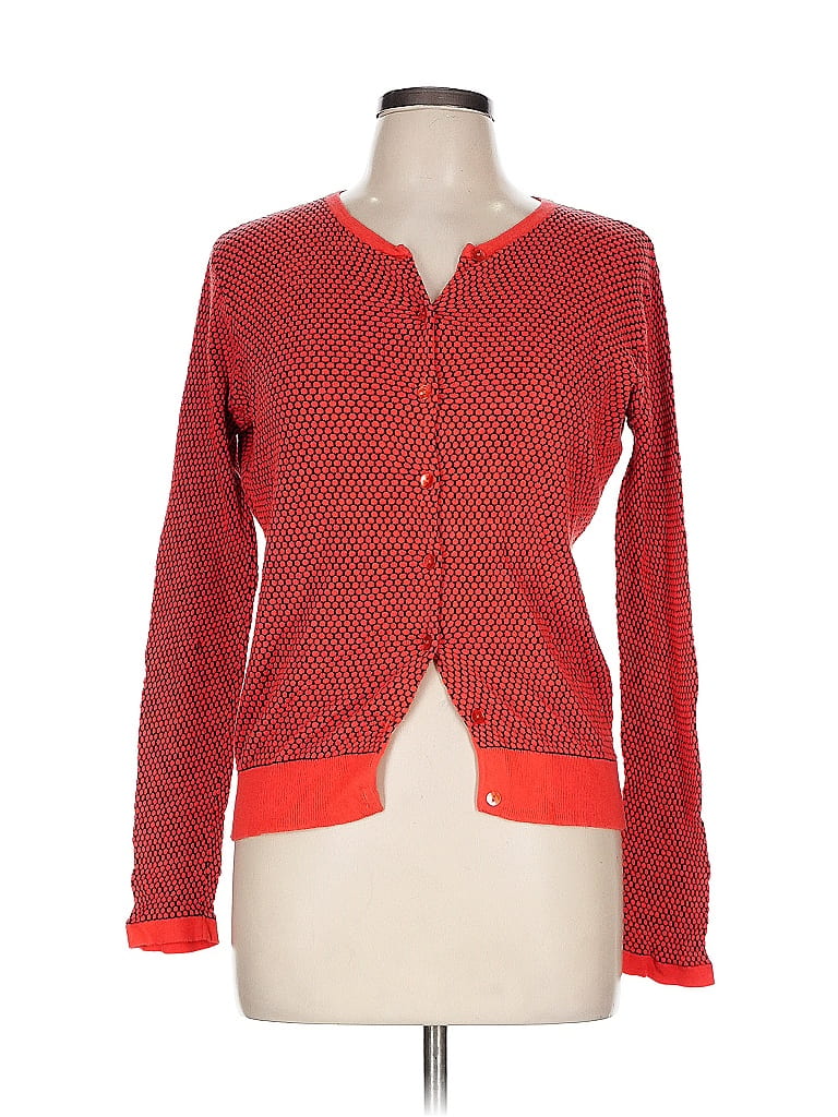 August Silk 100% Silk Red Silk Cardigan Size L - photo 1