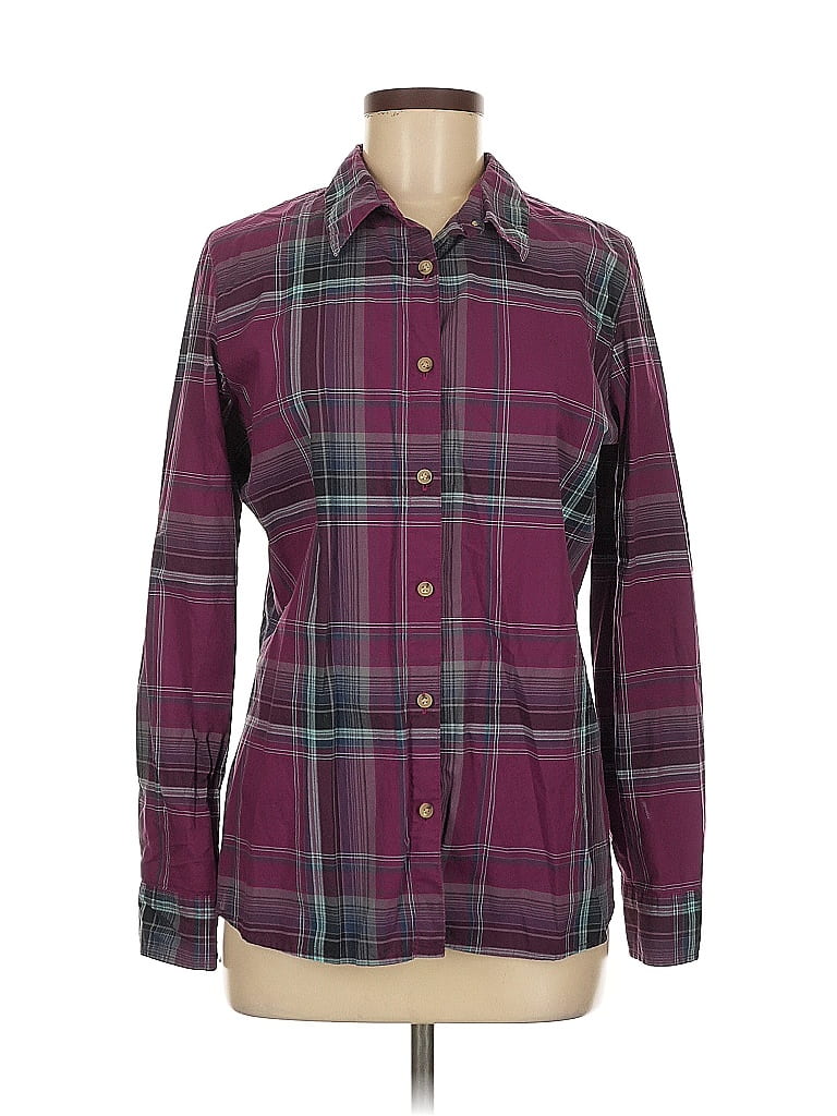 Life Is Good Plaid Burgundy Long Sleeve Button-Down Shirt Size M - photo 1