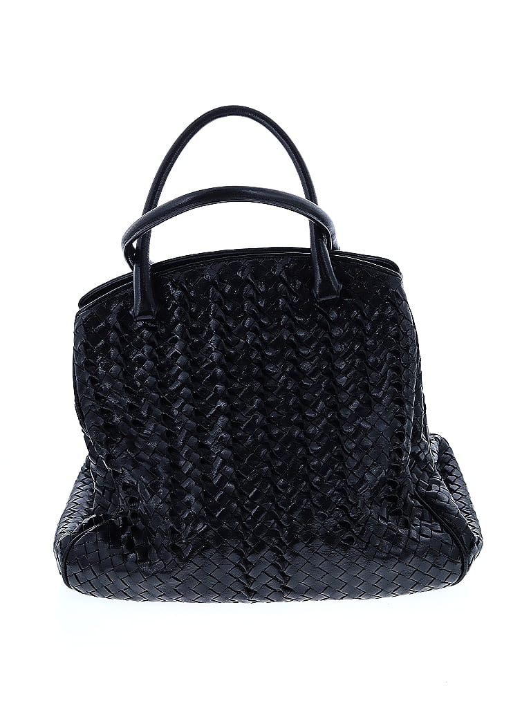 Bottega Veneta 100% Leather Chevron-herringbone Solid Black Intrecciato Leather Satchel One size - photo 1