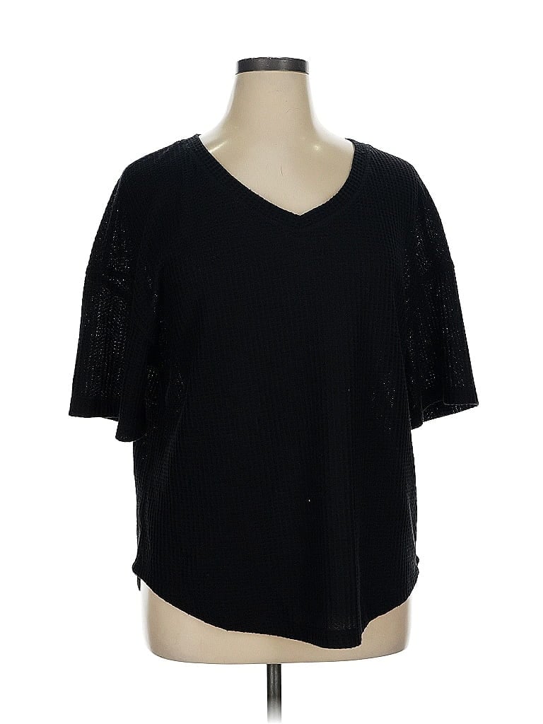 Pre-owned Fashion 3/4 Sleeve T-shirt In Black