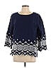 Soho JEANS NEW YORK & COMPANY 100% Cotton Blue 3/4 Sleeve Blouse Size L - photo 1