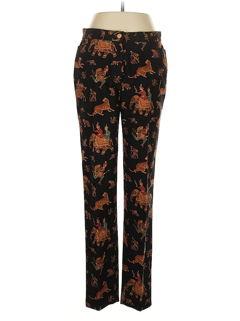 J. McLaughlin 100% Cotton Print Black Casual Pants Size 6 - photo 1