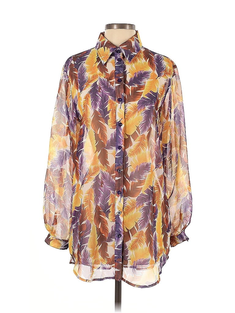 Pre-owned Prettylittlething Long Sleeve Blouse In Gold