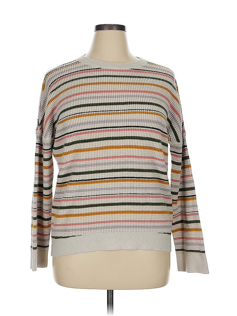 REI Co Op 100% Cotton Stripes Gray Pullover Sweater Size XL - photo 1