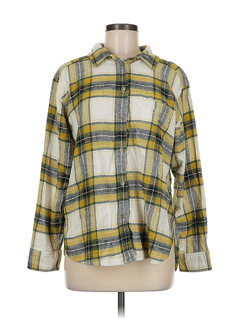 Pre-owned American Eagle Outfitters Long Sleeve Button Down Shirt In Yellow
