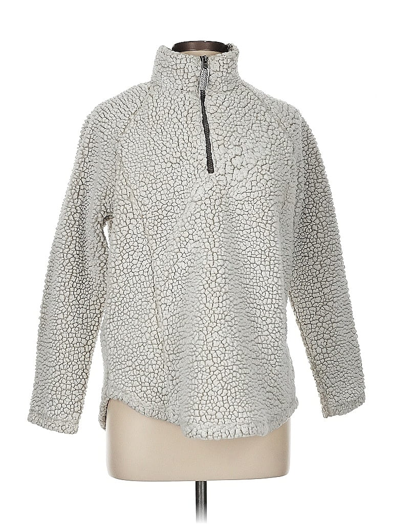 Cozy Sherpa 100% Polyester Silver Pullover Sweater Size M - photo 1