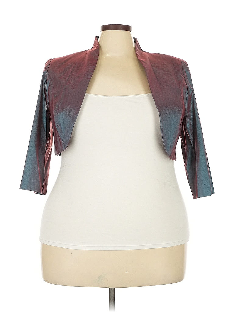 R&M Richards Color Block Burgundy Jacket Size 18 - photo 1