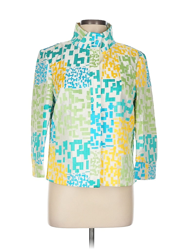 Carlisle 100% Silk Print Green Jacket Size 12 - photo 1