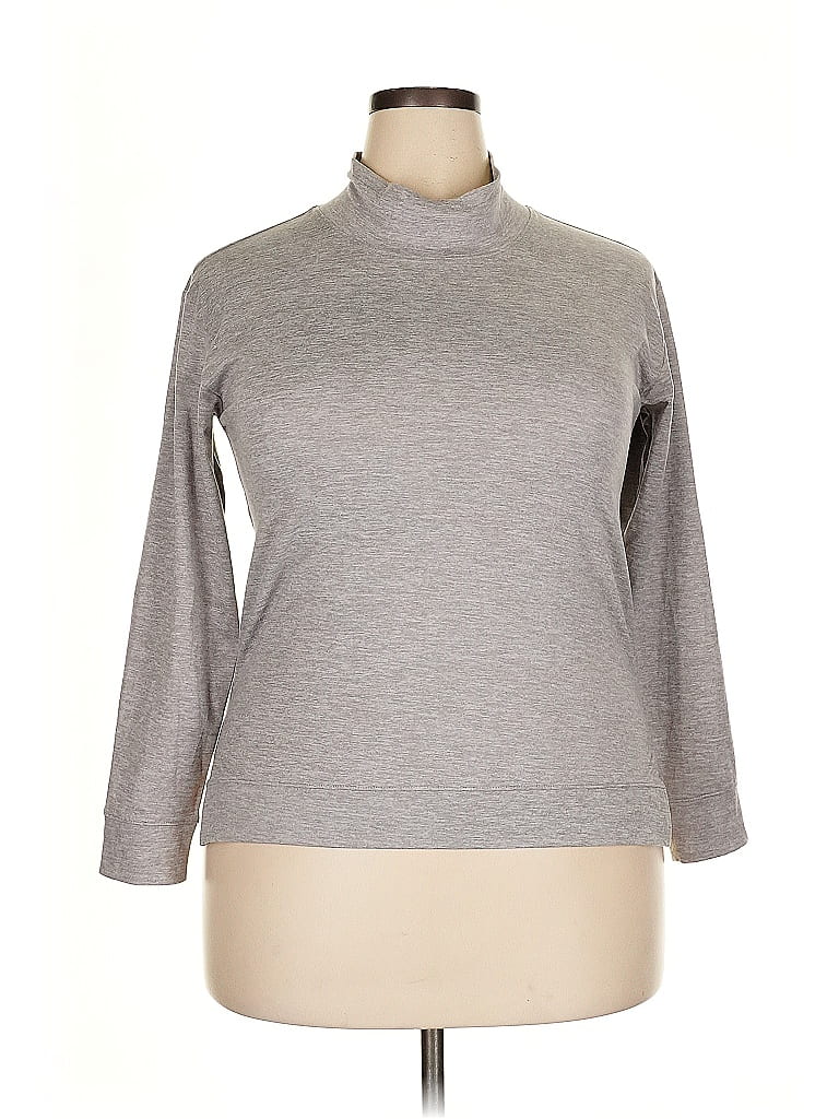 Pre-owned Gap Fit Long Sleeve Turtleneck In Gray