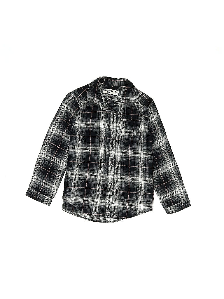 Abercrombie Plaid Black Long Sleeve Button-Down Shirt Size 5 (big kids) - photo 1