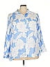 J.Jill 100% Linen Floral Blue 3/4 Sleeve Blouse Size 2X - photo 1