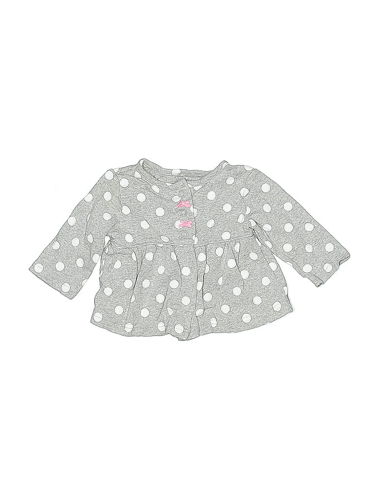 Just One You Made by Carter's 100% Cotton Polka Dots Gray 3/4 Sleeve Blouse 0-3 MO / 3 MO - photo 1