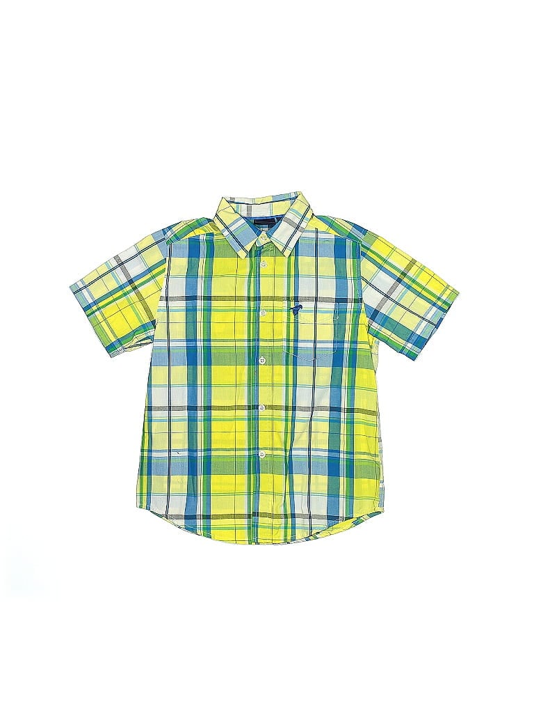 Wrangler Jeans Co Plaid Yellow Short Sleeve Button-Down Shirt Size 6 (big kids) - photo 1