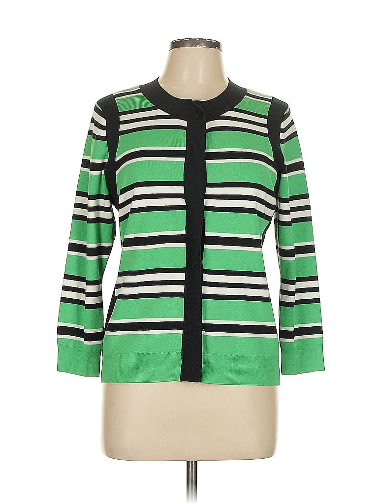 Carlisle Stripes Green Silk Cardigan Size L - photo 1