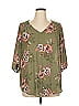 Torrid 100% Polyester Green 3/4 Sleeve Blouse Size 1X - photo 1
