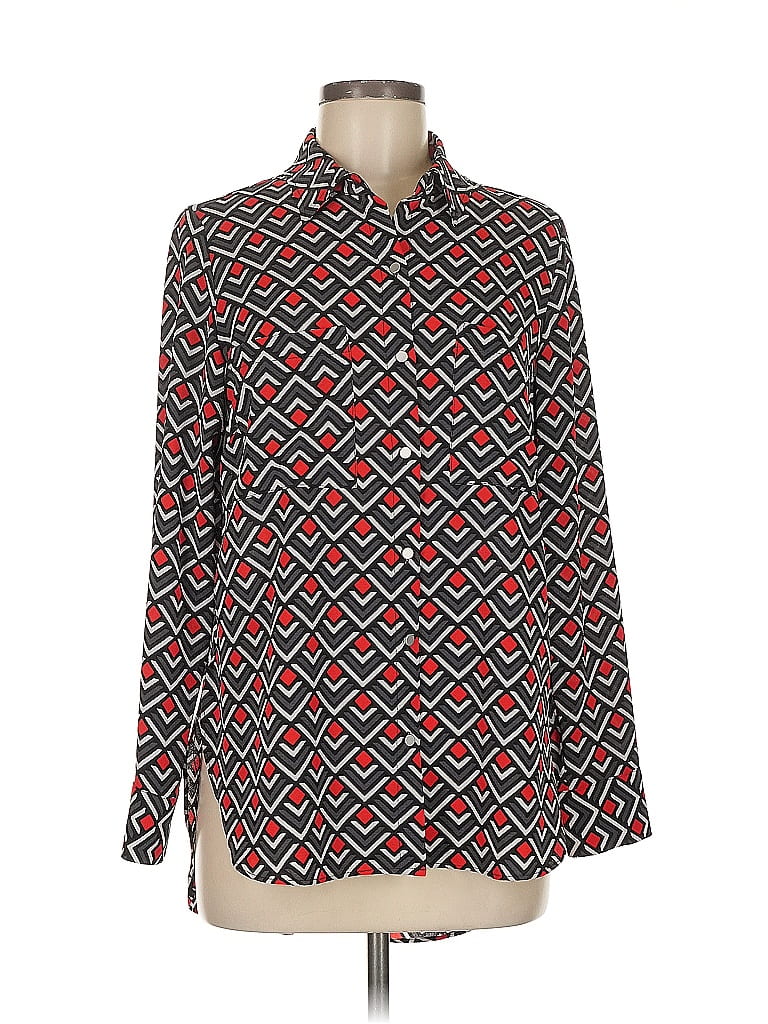 Jones New York Argyle Red Long Sleeve Button-Down Shirt Size M - photo 1