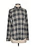 Faherty Checkered-gingham Gray Long Sleeve Blouse Size S - photo 1