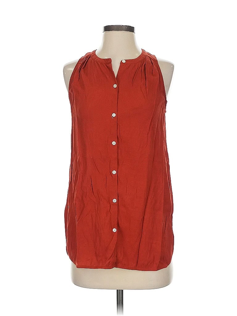 Pre-owned Banana Republic Sleeveless Button Down Shirt In Red