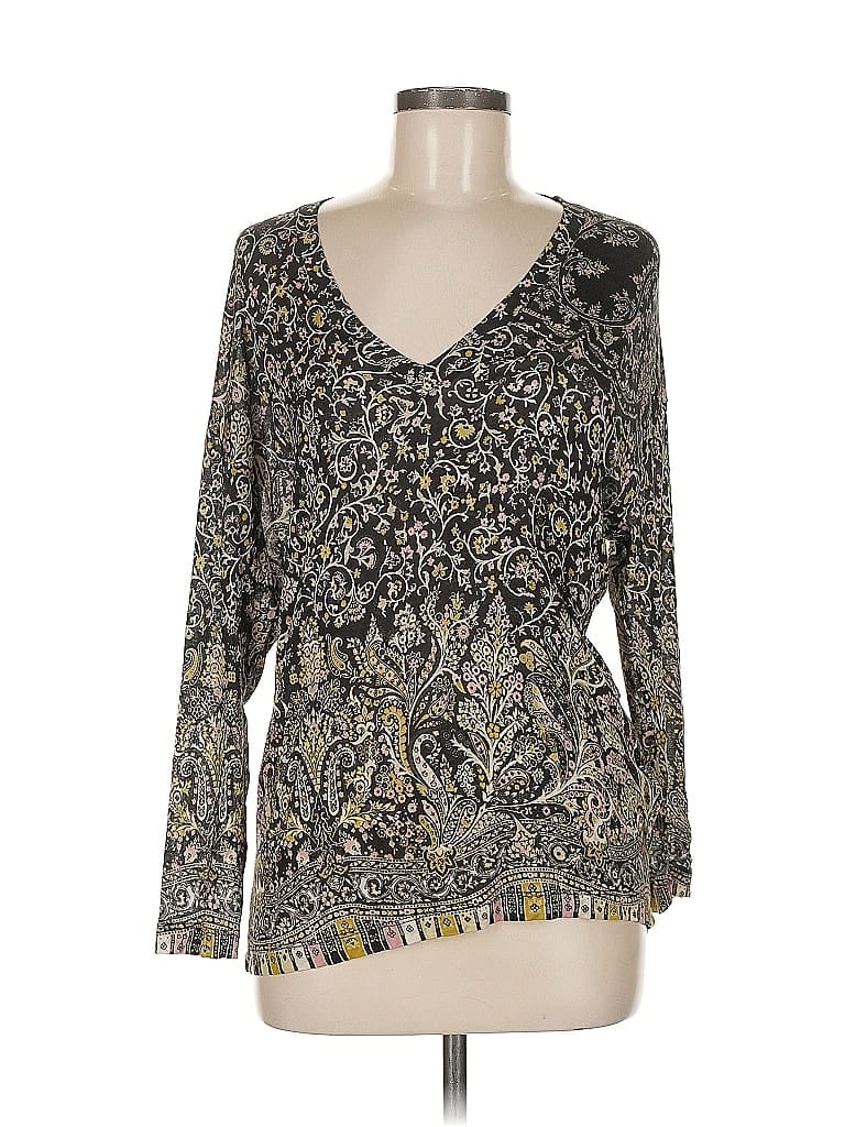ETRO Gray Black Long Sleeve Blouse Size M - photo 1