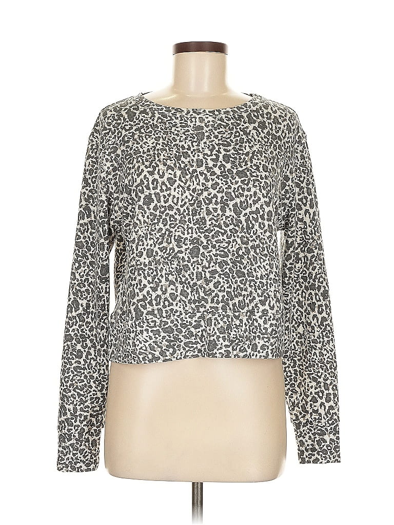 Balance Collection Animal Print Silver Pullover Sweater Size M - photo 1