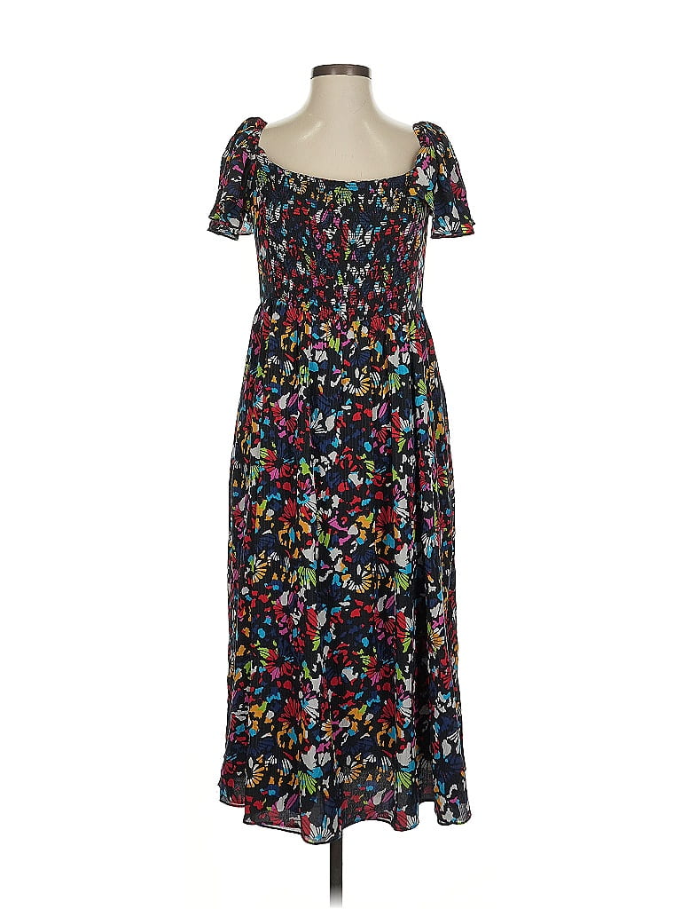 Tanya Taylor 100% Silk Floral Black Blue Casual Dress Size S - photo 1