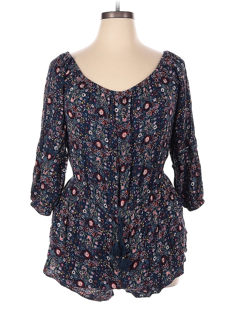 Mossimo Supply Co. 100% Rayon Blue Romper Size XL - photo 1