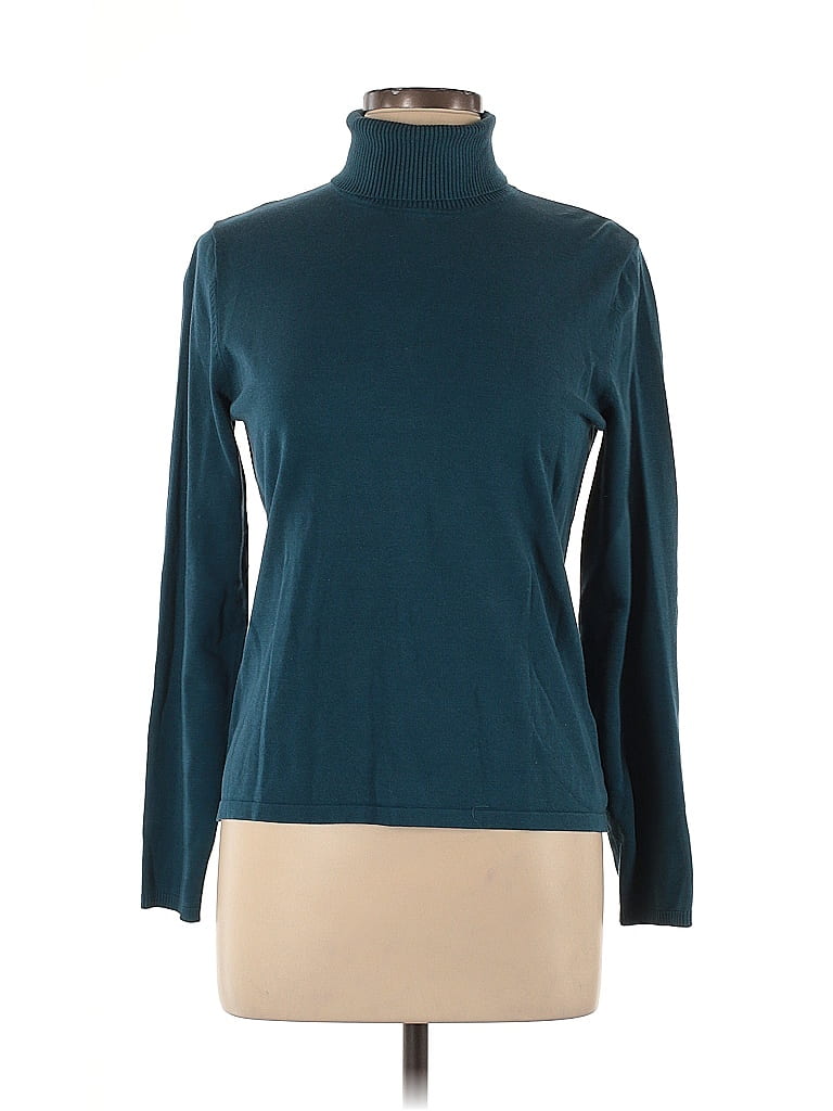 August Silk Teal Turtleneck Sweater Size L - photo 1