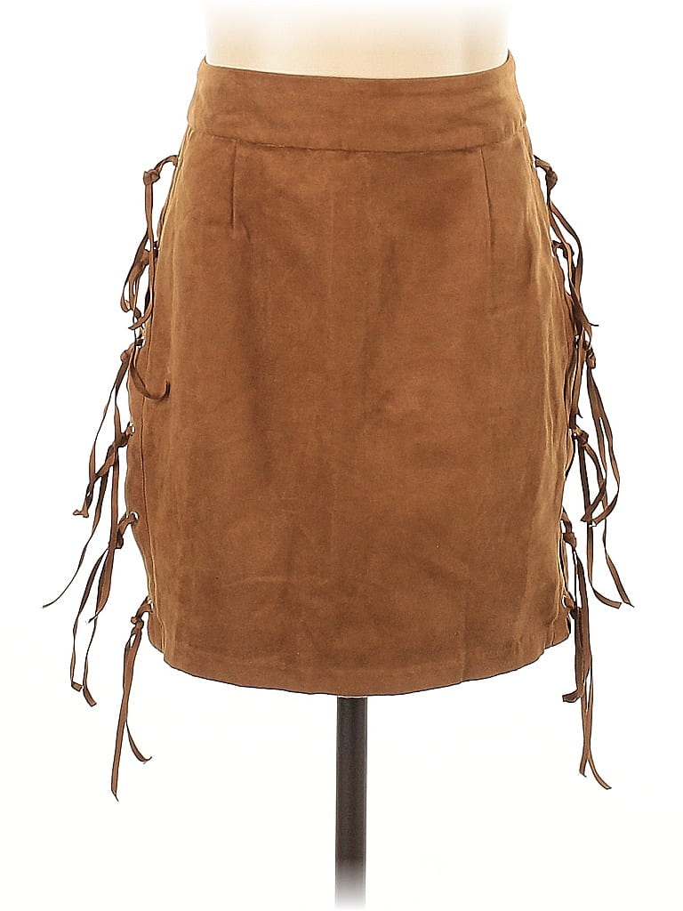 Charlotte Russe 100% Polyester Brown Casual Skirt Size S - photo 1