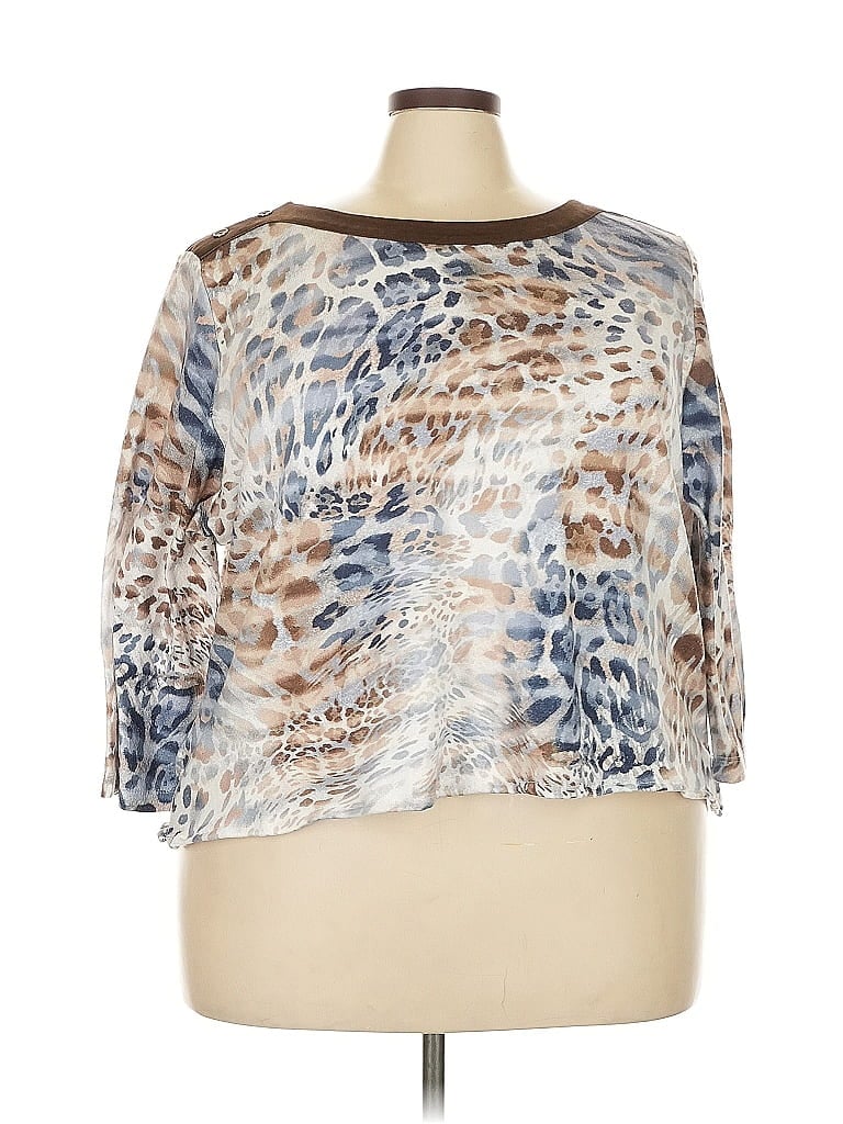 Alfred Dunner Animal Print Blue 3/4 Sleeve Top Size 3X - photo 1
