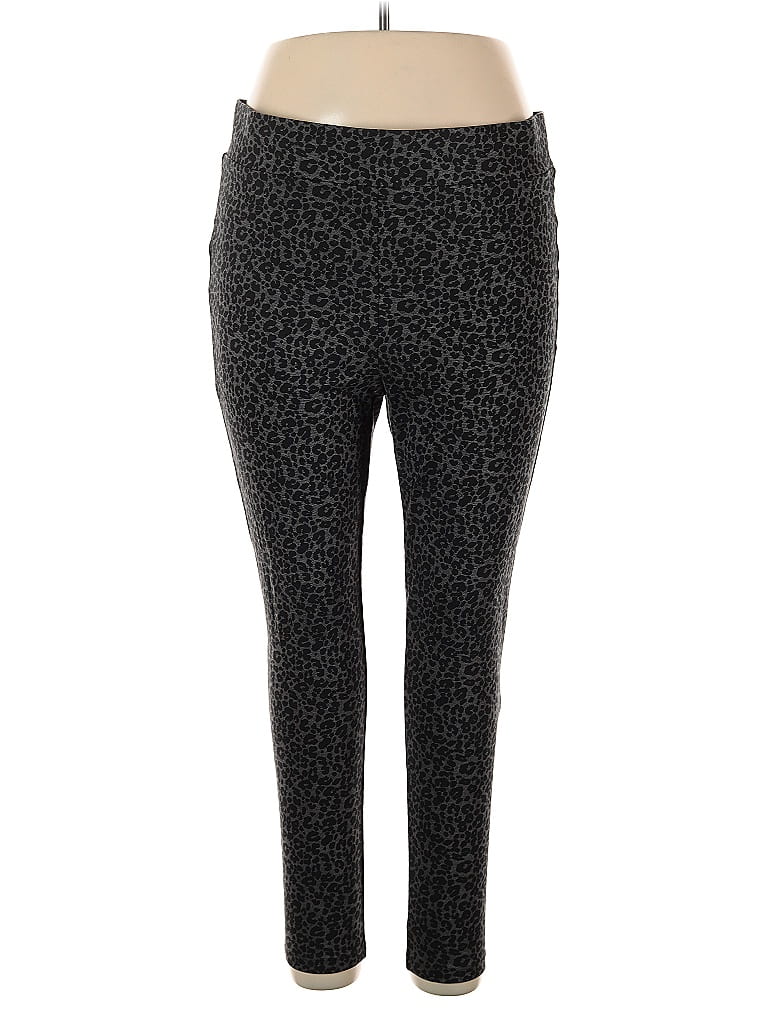 Ann Taylor LOFT Animal Print Black Active Pants Size XL - photo 1