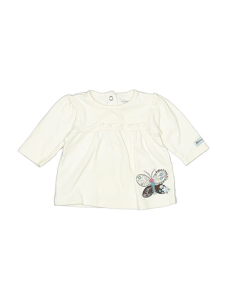 Carter's 100% Cotton Ivory 3/4 Sleeve Top 0-3 MO / 3 MO - photo 1