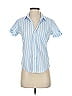Frank & Eileen 100% Cotton Stripes Blue Short Sleeve Blouse Size XS - photo 1