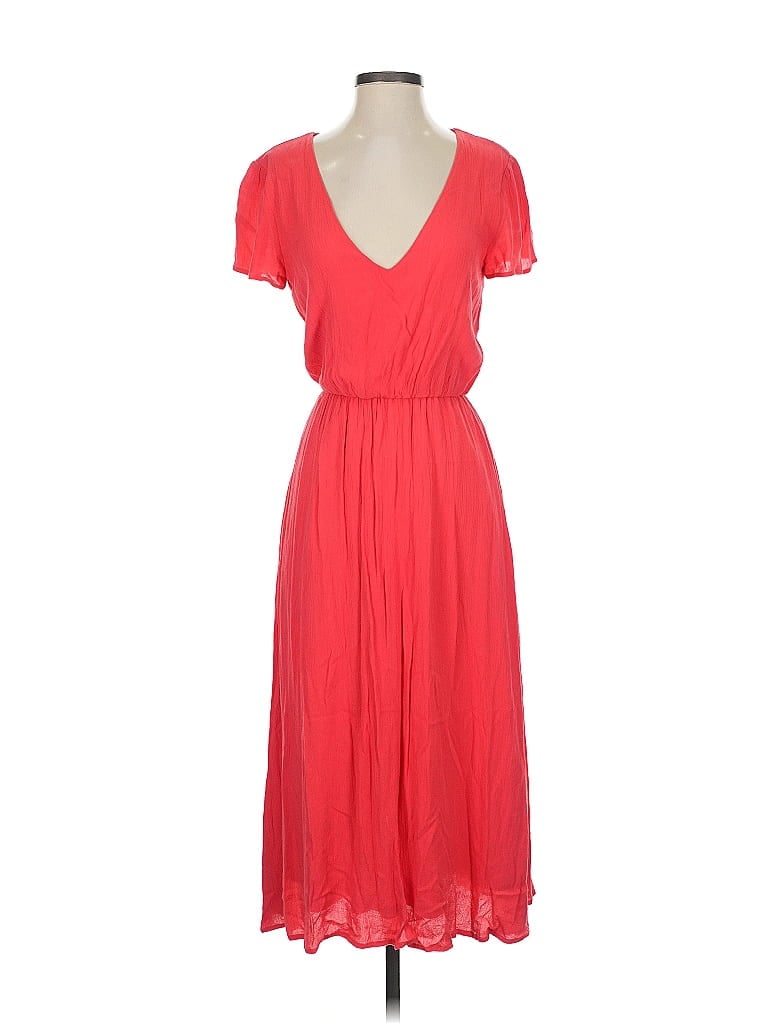 WAYF 100% Rayon Solid Red Casual Dress Size XS - photo 1