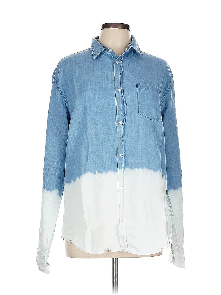 Frank & Eileen Color Block Blue Long Sleeve Button-Down Shirt Size L - photo 1