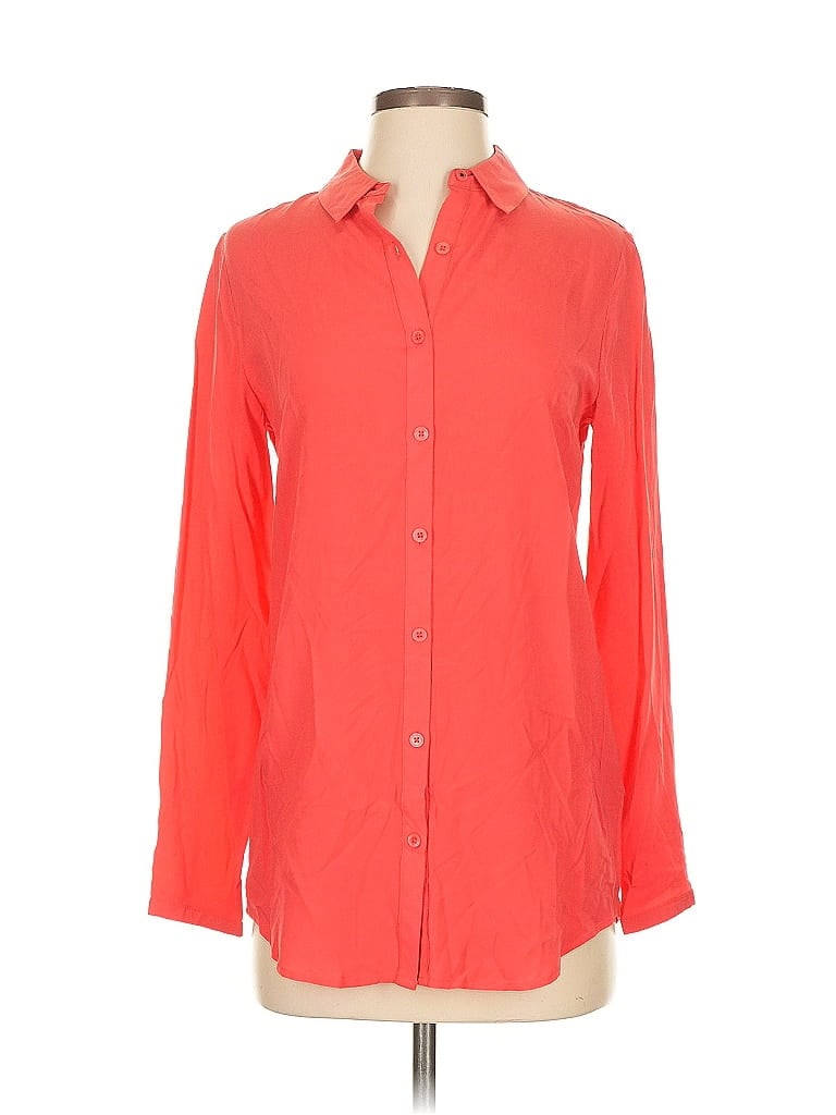 Joules 100% Viscose Orange 3/4 Sleeve Button-Down Shirt Size 2 - photo 1