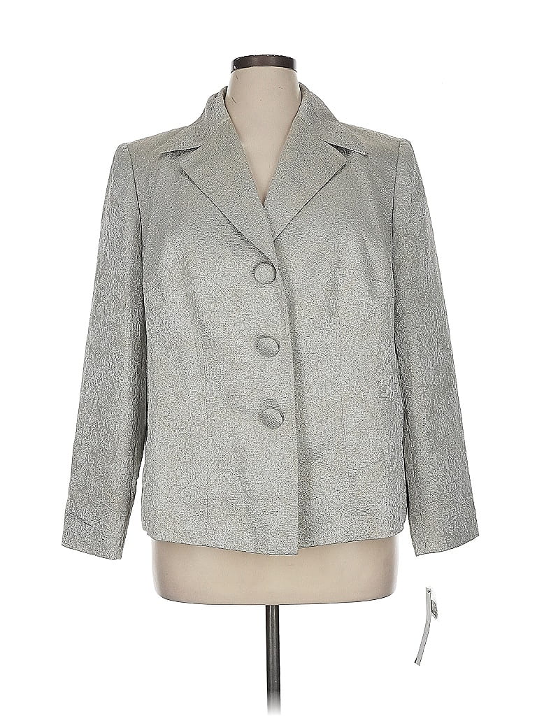 Tahari by ASL 100% Polyester Tweed Gray Blazer Size 16 - photo 1