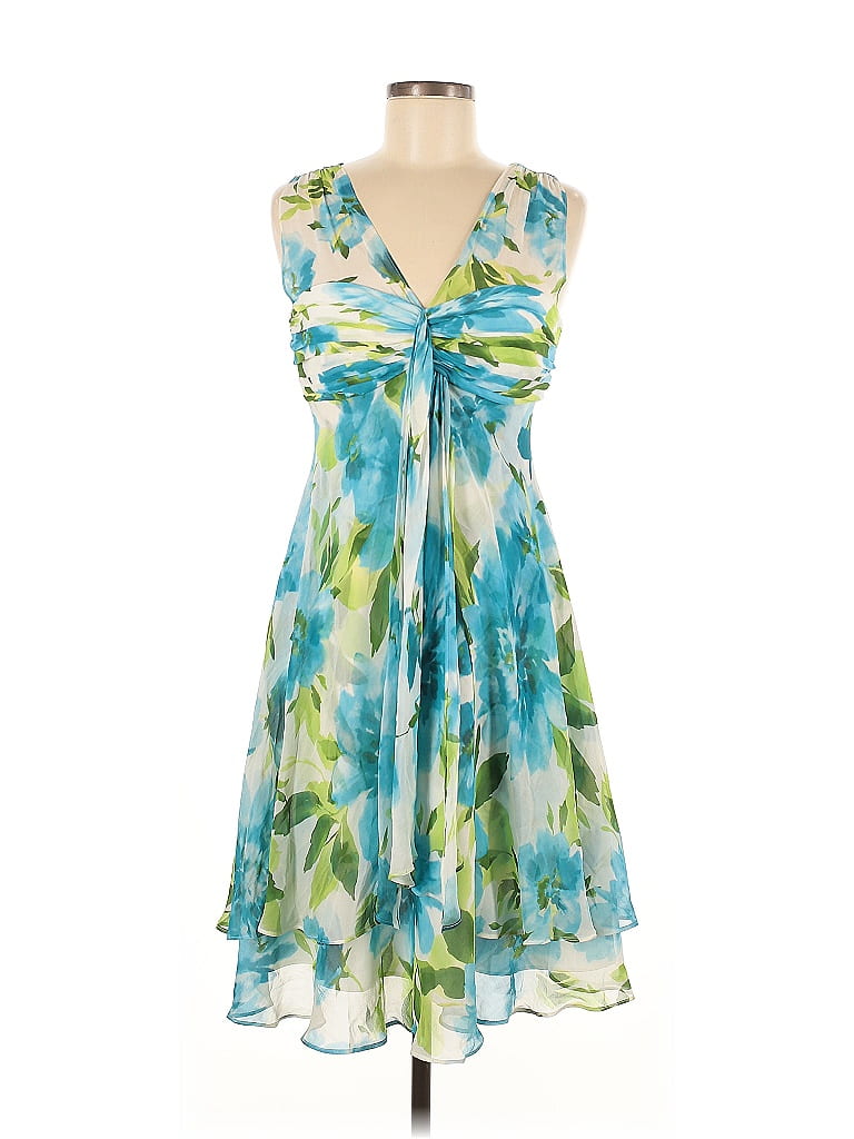 Donna Ricco 100% Polyester Tropical Blue Cocktail Dress Size 6 - photo 1