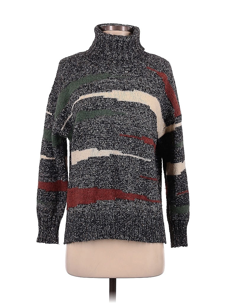 Mystree 100% Acrylic Stripes Gray Turtleneck Sweater Size XS - photo 1
