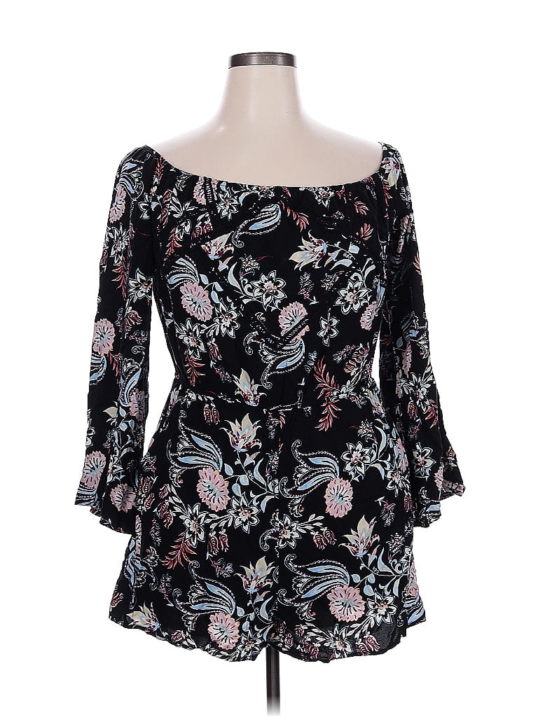 Xhilaration 100% Rayon Paisley Black Romper Size XXL - photo 1