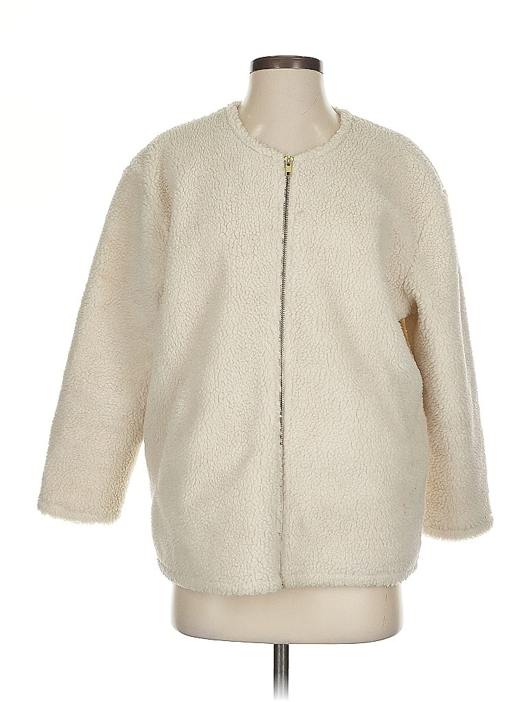 Pre-owned J.crew Factory Store Faux Fur Jacket In White